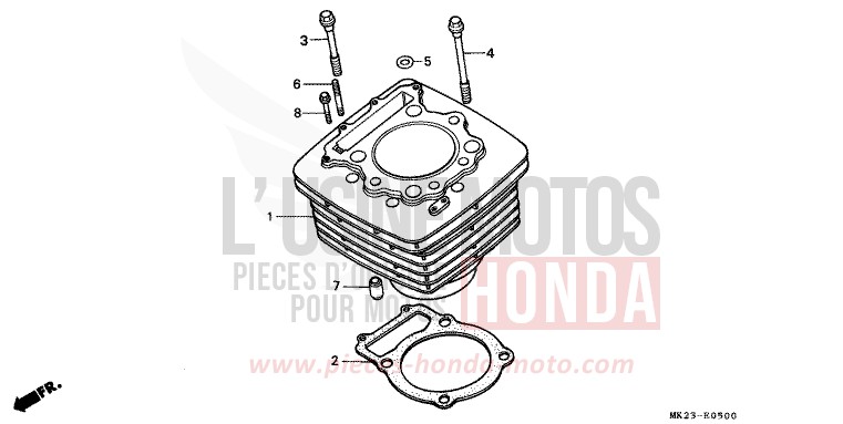 CYLINDRE de XR600R SHASTA WHITE (NH138H) 1991