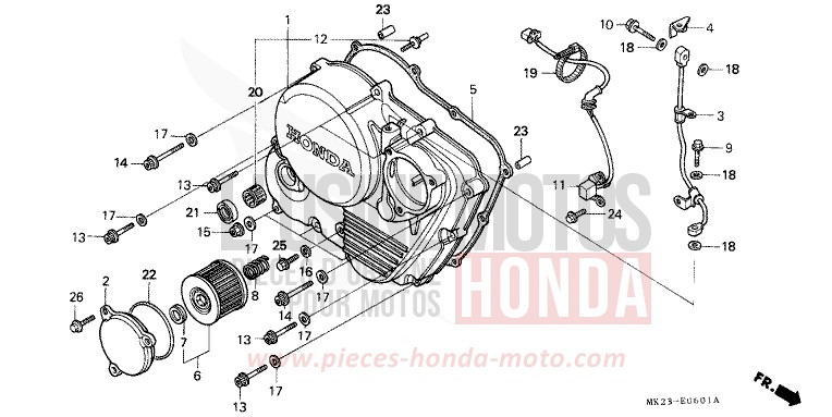 PANNEAU CARTER-MOTEUR D. de XR600R SHASTA WHITE (NH138H) 1991