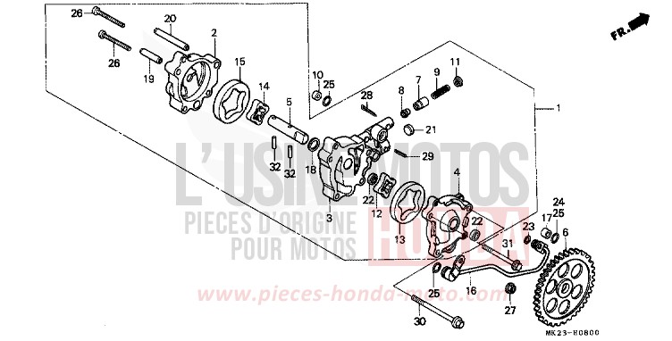 POMPE A HUILE de XR600R SHASTA WHITE (NH138H) 1991