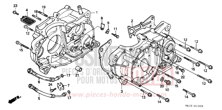 CARTER MOTEUR de XR600R SHASTA WHITE (NH138H) 1991
