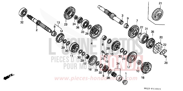 BOITE DE VITESSES de XR600R SHASTA WHITE (NH138H) 1991