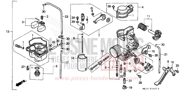 CARBURATEUR (XR600RJ/RK/RL/RM/RN) de XR600R SHASTA WHITE (NH138H) 1991