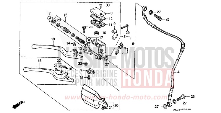 MAITRE-CYLINDRE FREIN AV. de XR600R SHASTA WHITE (NH138H) 1991