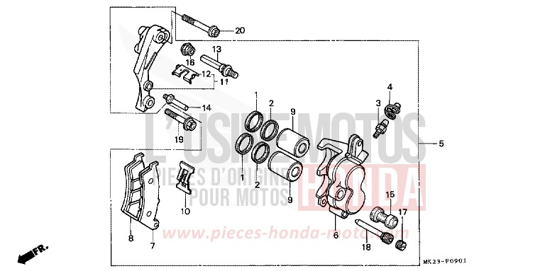 ETRIER DE FREIN AVANT de XR600R SHASTA WHITE (NH138H) 1991