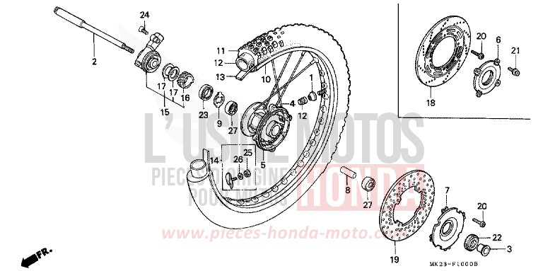 ROUE AVANT de XR600R SHASTA WHITE (NH138H) 1991