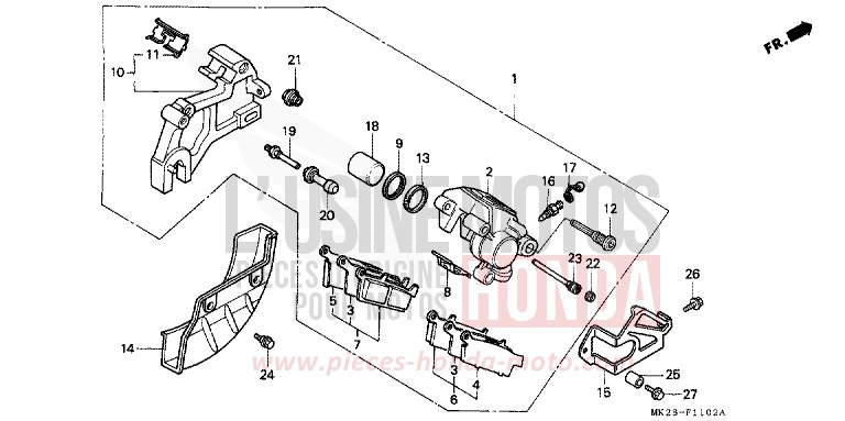 PANNEAU DE FREIN ARRIERE de XR600R SHASTA WHITE (NH138H) 1991