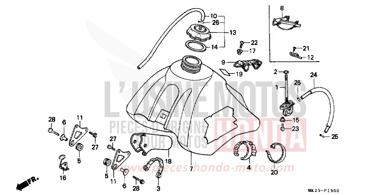 RESERVOIR A CARBURANT de XR600R SHASTA WHITE (NH138H) 1991
