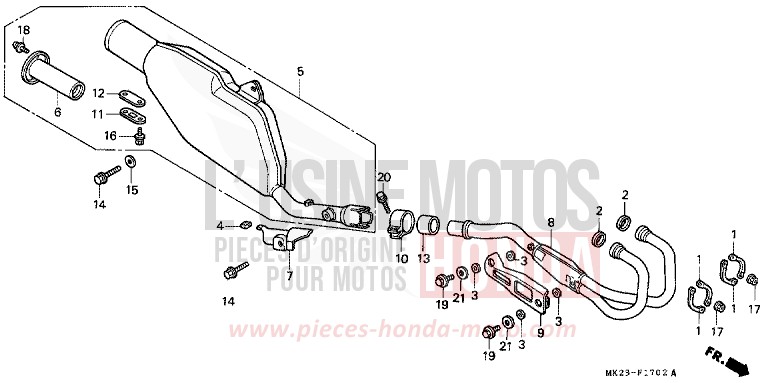 SILENCIEUX D'ECHAPPEMENT de XR600R SHASTA WHITE (NH138H) 1991