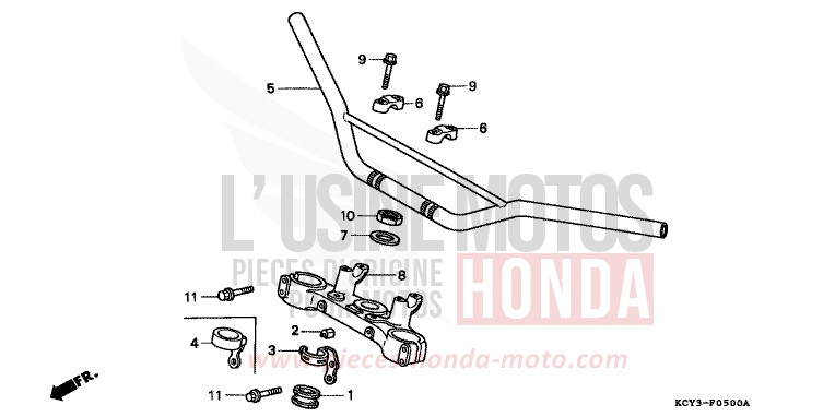 TUYAU DE GUIDON/PONT SUPERIEUR de XR400R FIGHTING RED (R134) 2001