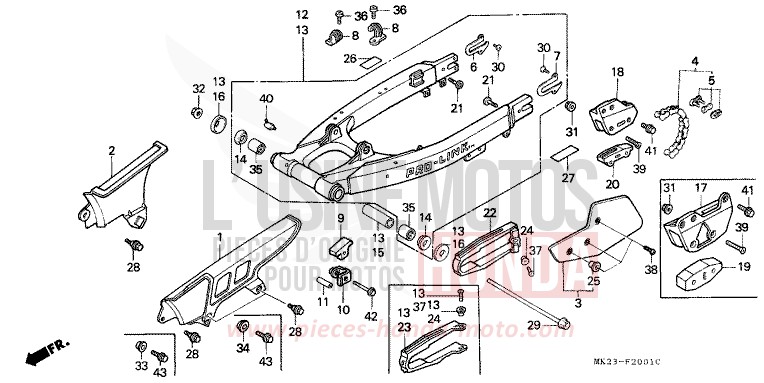 FOURCHETTE ARRIERE/CARTER DE CHAINE de XR600R SHASTA WHITE (NH138H) 1991