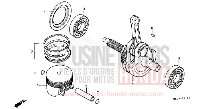 PISTON/VILEBREQUIN de XR600R SHASTA WHITE (NH138H) de 1992