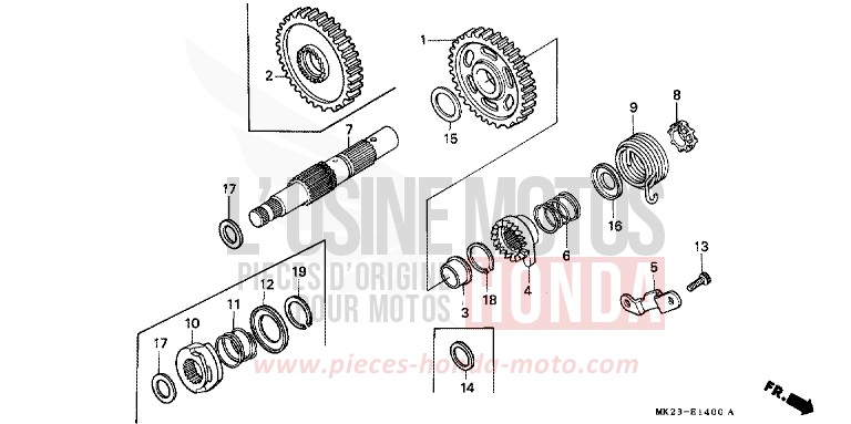 AXE DE KICKSTARTER de XR600R SHASTA WHITE (NH138H) de 1992