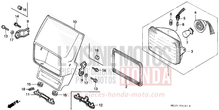 PROJECTEUR de XR600R SHASTA WHITE (NH138H) de 1992