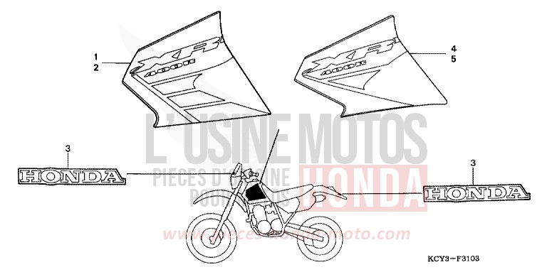 MARQUE (XR400R2/3) de XR400R FIGHTING RED (R134) 2002