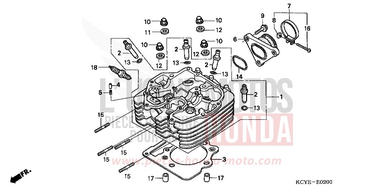 CULASSE de XR400R FIGHTING RED (R134) 2004