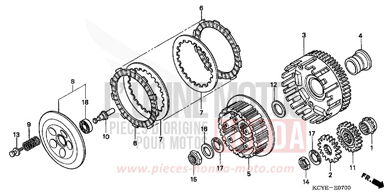 EMBRAYAGE de XR400R FIGHTING RED (R134) 2004