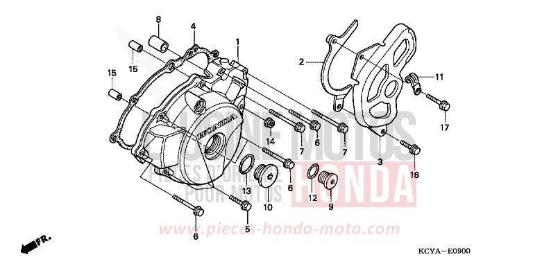 PANNEAU CARTER-MOTEUR G. de XR400R FIGHTING RED (R134) 2004