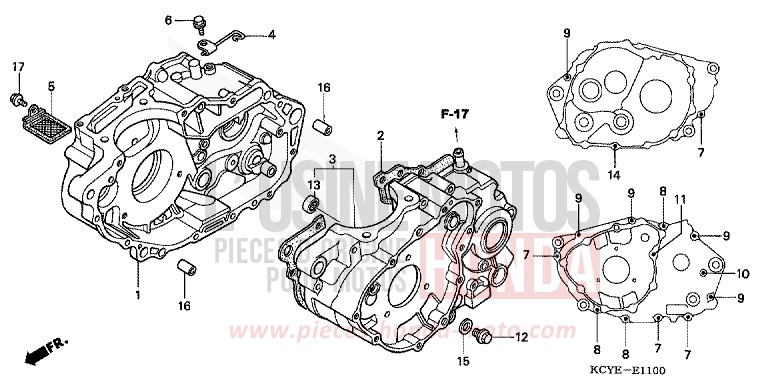 CARTER MOTEUR de XR400R FIGHTING RED (R134) 2004