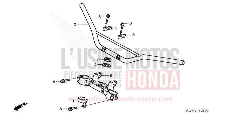 TUYAU DE GUIDON/PONT SUPERIEUR de XR400R FIGHTING RED (R134) 2004