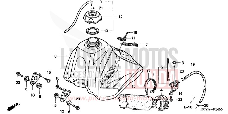 RESERVOIR A CARBURANT de XR400R FIGHTING RED (R134) 2004