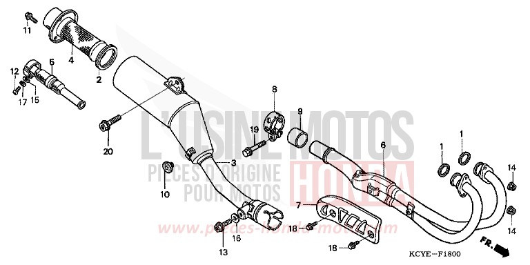 SILENCIEUX D'ECHAPPEMENT de XR400R FIGHTING RED (R134) 2004