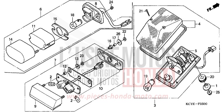 FEU ARRIERE de XR400R FIGHTING RED (R134) 2004