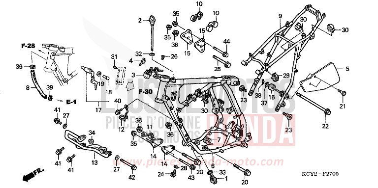 CARROSSERIE DE CHASSIS de XR400R FIGHTING RED (R134) 2004