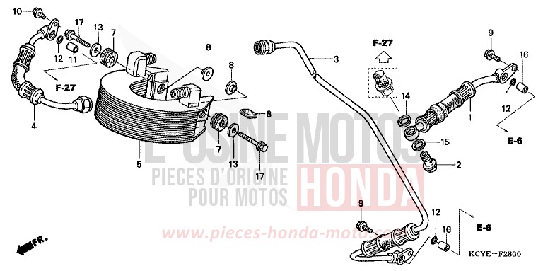 REFROIDISSEUR D'HUILE de XR400R FIGHTING RED (R134) 2004