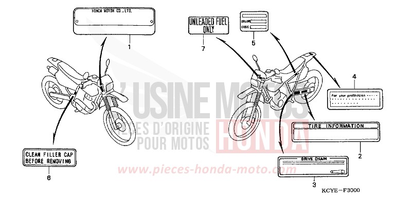 ETIQUETTE DE PRECAUTIONS de XR400R FIGHTING RED (R134) 2004