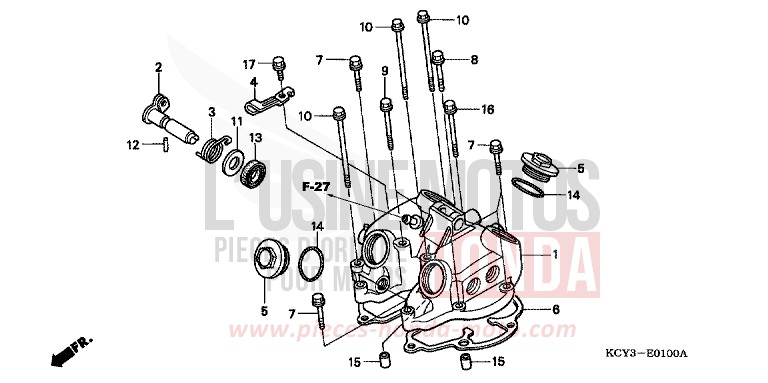 COUVERCLE DE CULASSE de XR400R FIGHTING RED (R134) 2000