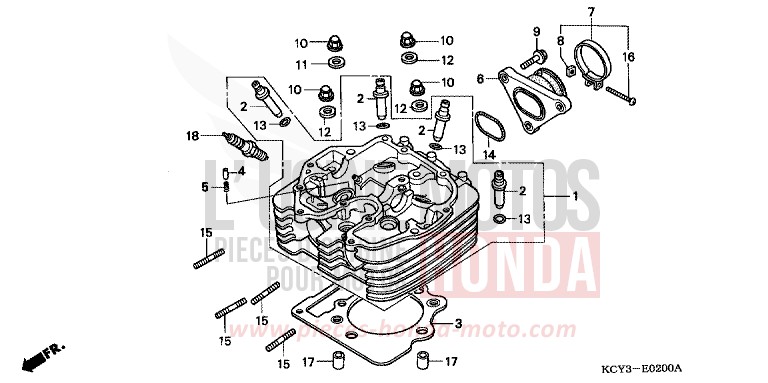 CULASSE de XR400R FIGHTING RED (R134) 2000