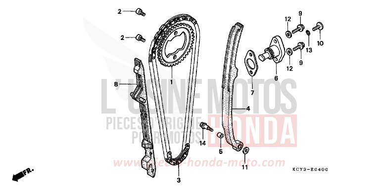 CHAINE A CAMES/TENDEUR de XR400R FIGHTING RED (R134) 2000