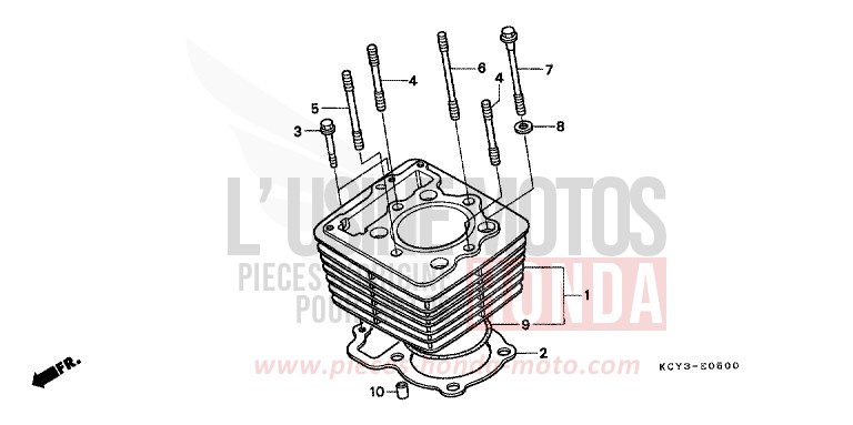 CYLINDRE de XR400R FIGHTING RED (R134) 2000