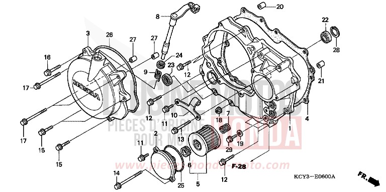 PANNEAU CARTER-MOTEUR D. de XR400R FIGHTING RED (R134) 2000