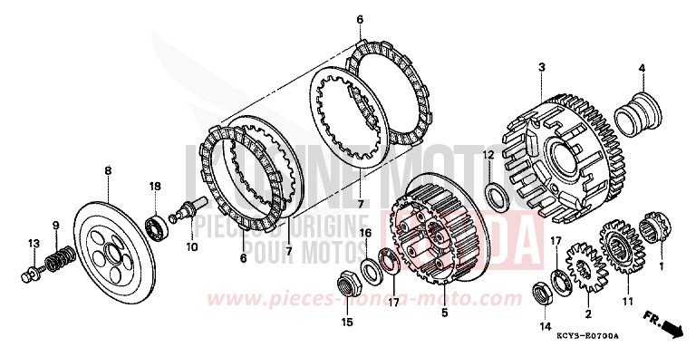 EMBRAYAGE de XR400R FIGHTING RED (R134) 2000