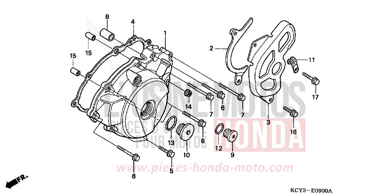 PANNEAU CARTER-MOTEUR G. de XR400R FIGHTING RED (R134) 2000