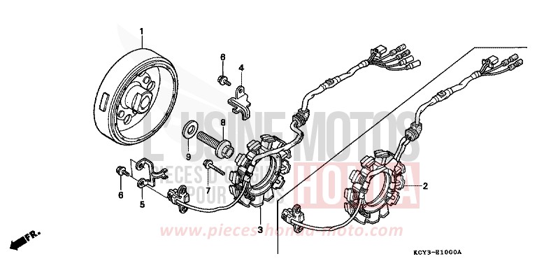 GENERATRICE de XR400R FIGHTING RED (R134) 2000