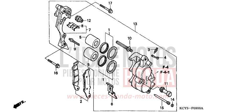 ETRIER DE FREIN AVANT de XR400R FIGHTING RED (R134) 2000