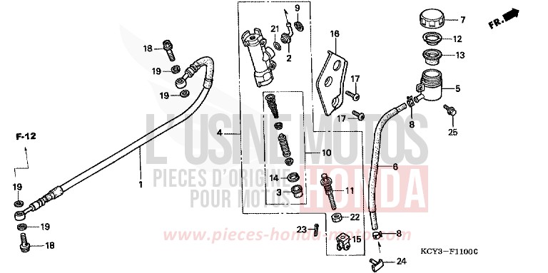 MAITRE-CYLINDRE FREIN AR. CYLINDRE de XR400R FIGHTING RED (R134) 2000