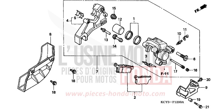ETRIER DE FREIN ARRIERE de XR400R FIGHTING RED (R134) 2000