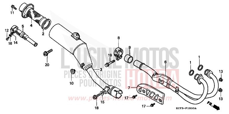 SILENCIEUX D'ECHAPPEMENT de XR400R FIGHTING RED (R134) 2000