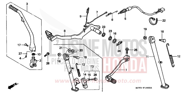 PEDALE/BIE. DE DEMARREUR DE KICK de XR400R FIGHTING RED (R134) 2000
