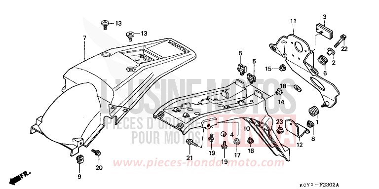 GARDE-BOUE ARRIERE (XR400RY,1,2,3-ED) de XR400R FIGHTING RED (R134) 2000