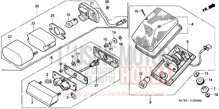 FEU ARRIERE de XR400R FIGHTING RED (R134) 2000
