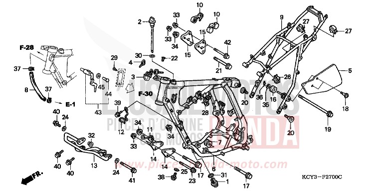 CARROSSERIE DE CHASSIS de XR400R FIGHTING RED (R134) 2000