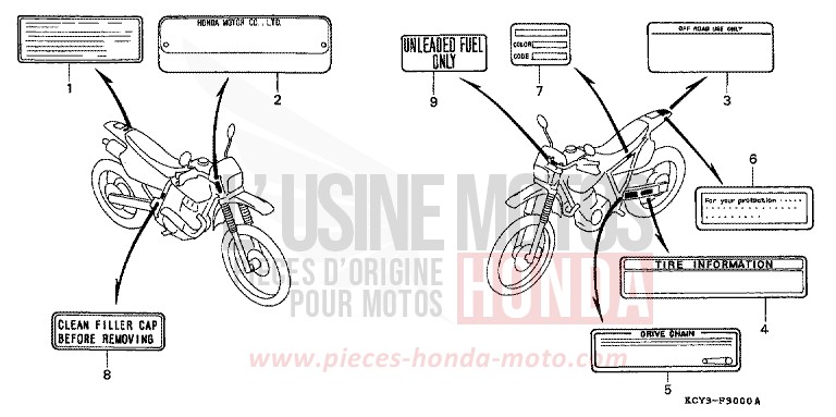 ETIQUETTE DE PRECAUTIONS de XR400R FIGHTING RED (R134) 2000