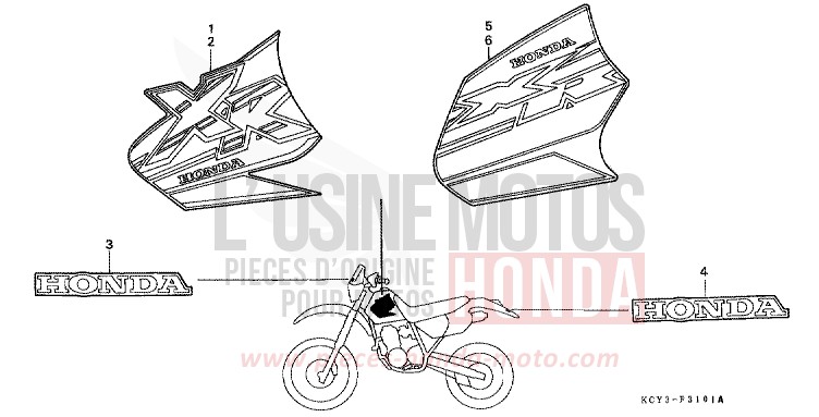 MARQUE (XR400RX/Y) de XR400R FIGHTING RED (R134) 2000