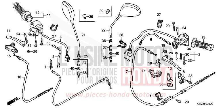 LEVIER DE GUIDON/COMMUTATEUR/CABLE de Zoomer PLASMA YELLOW (Y141) 2006