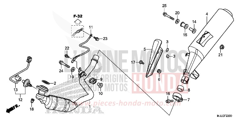 SILENCIEUX D'ECHAPPEMENT de NC750SA CANDY ARCADIAN RED (R305) 2014