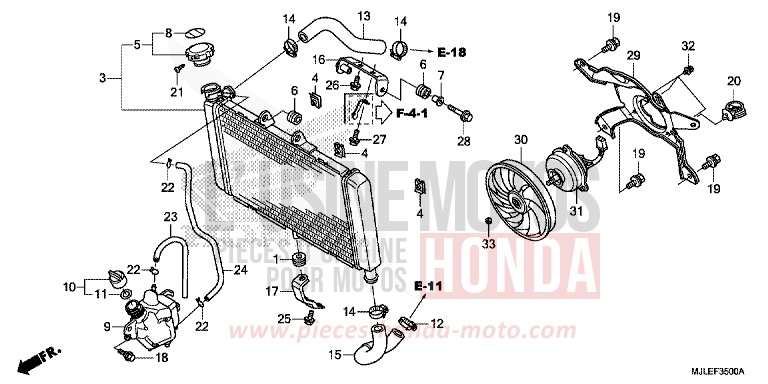 RADIATEUR de NC750SA CANDY ARCADIAN RED (R305) 2014